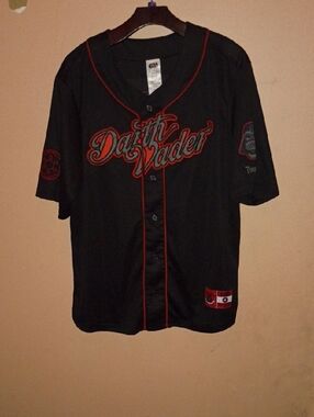 Star Wars Black and Red Darth Vader Script Baseball Jersey